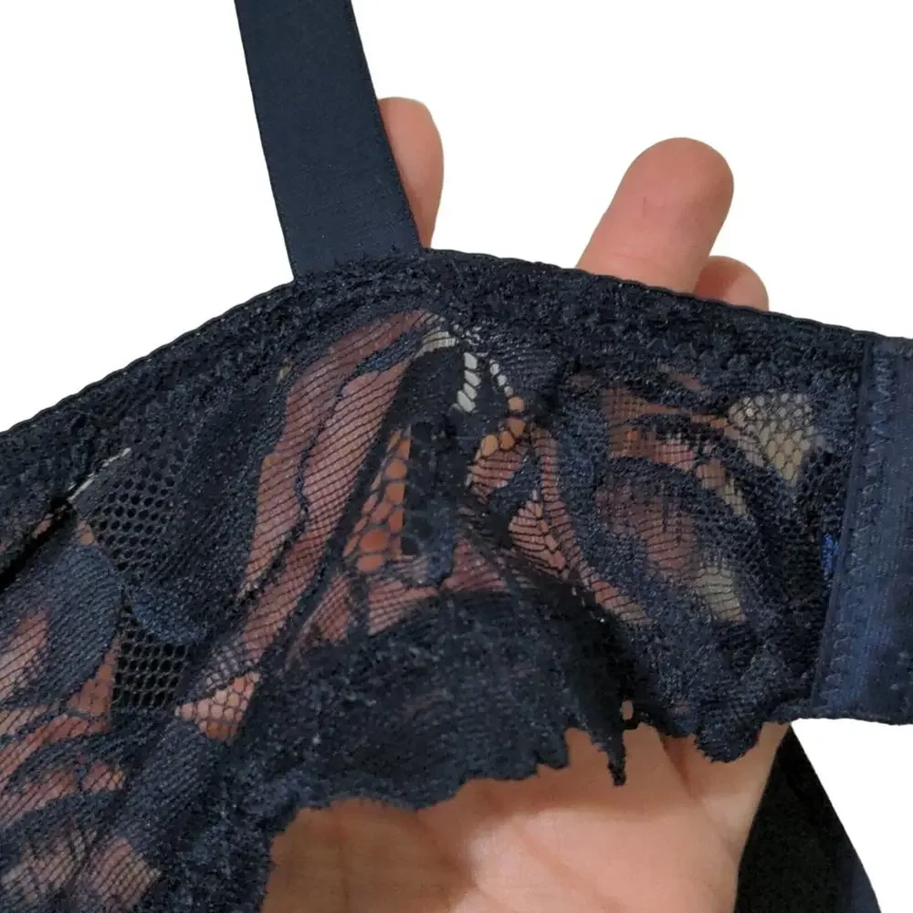 Rachel Roy navy‎ smooth cup underwire lace bra